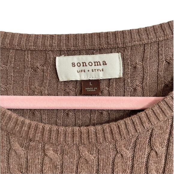 Sonoma Brown Cable Knit Pullover Sweater - Picture 3 of 5